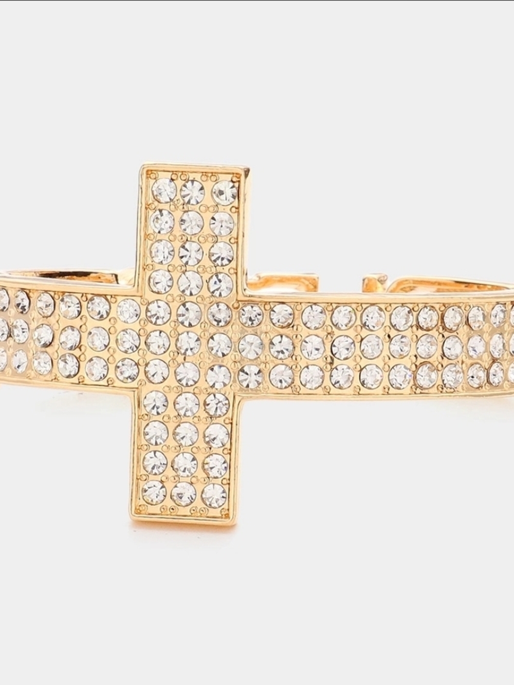 Gold Crystal Cross Cuff Bracelet - Sparkling Women’s Bracelet